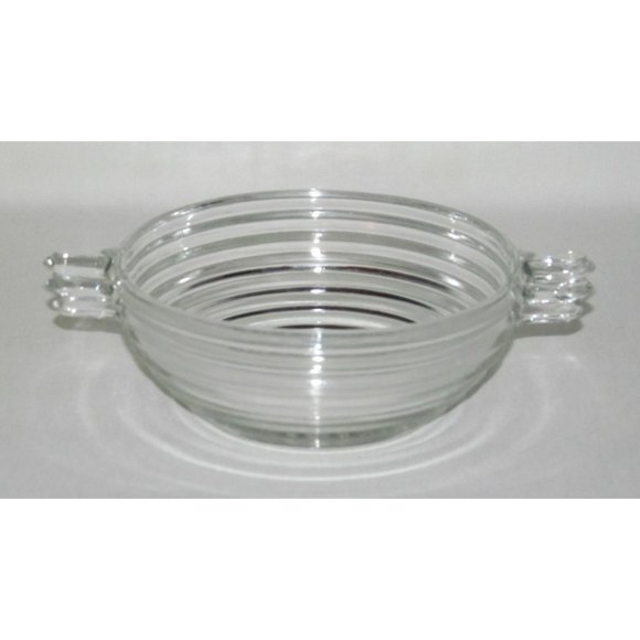 Anchor Hocking MANHATTAN Horizontal Ribbed Crystal Small Two-Handled Sauce Bowl - Picture 1 of 2